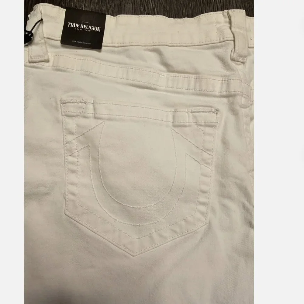 True Religion White Denim Jean Shorts